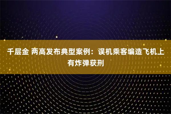 千层金 两高发布典型案例：误机乘客编造飞机上有炸弹获刑